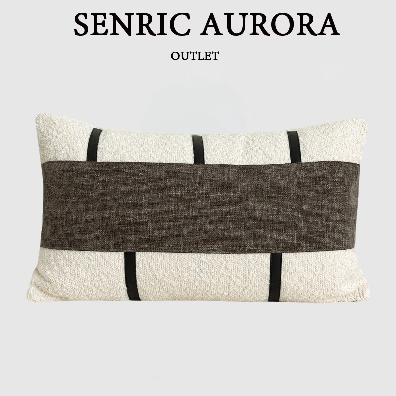 Luxury Cushion Cover 30x50cm Beige Circle Velvet Stick Brown Waist Pillow Case For Home Hotel Bed Living Room Sofa