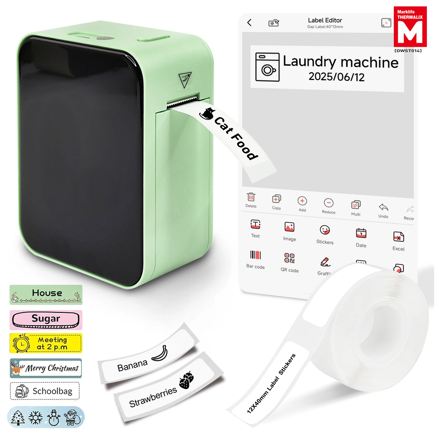 MarkLife P15 Mini Portable Thermal Printer Wireless Bluetooth-compatible Label Tag for Home Office Labeling Sticker Machine