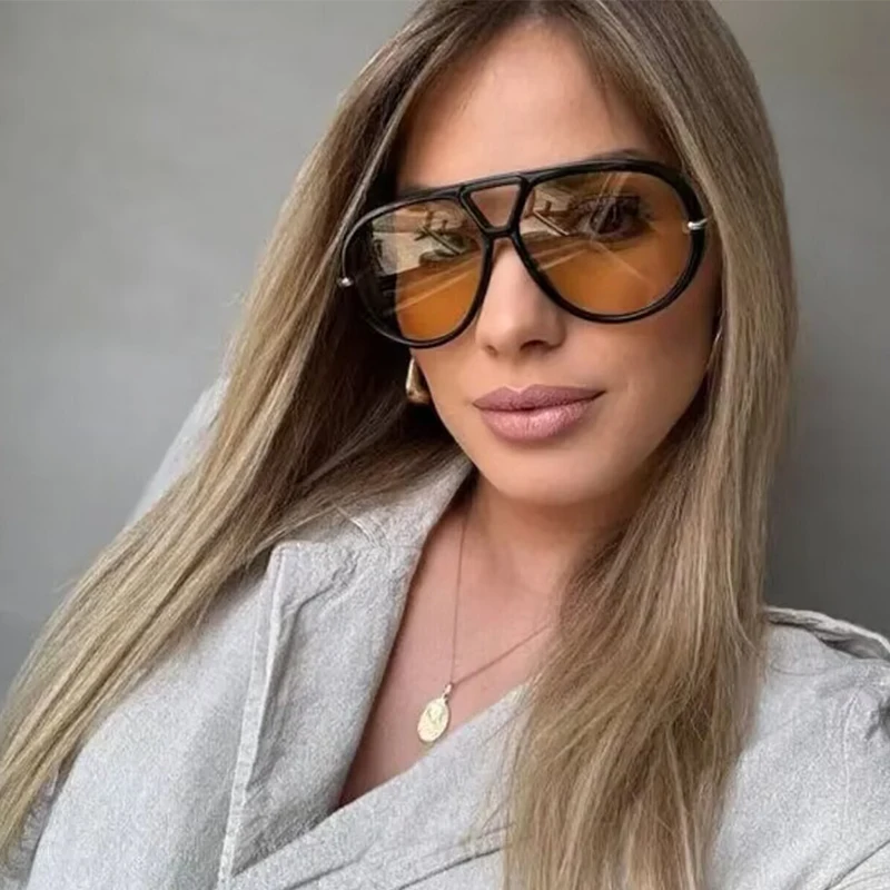 New Round Large Frame Sunglasses Retro Literary INS Style Street Photography Sunglasses Personalized Fashion Toad Sunglasses