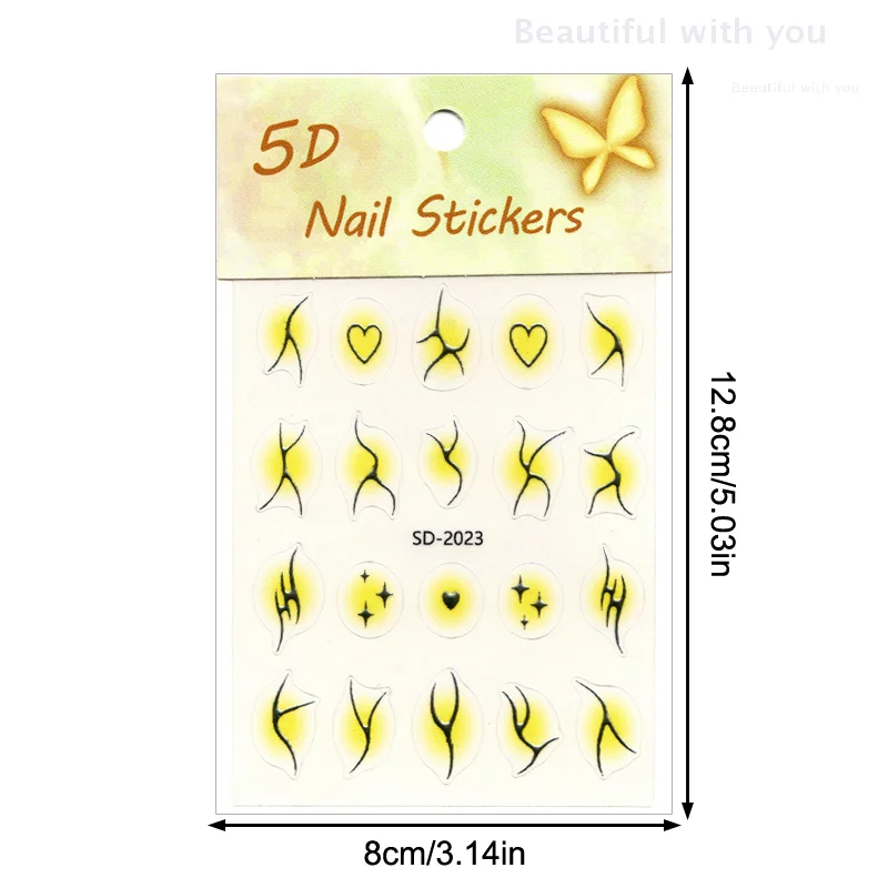 Gradient Lines Shape Nail Sticker Multicolour Stereoscopic Relief Nail Decal Decoration DIY Nail Art Salon Nail Art Enthusiasts