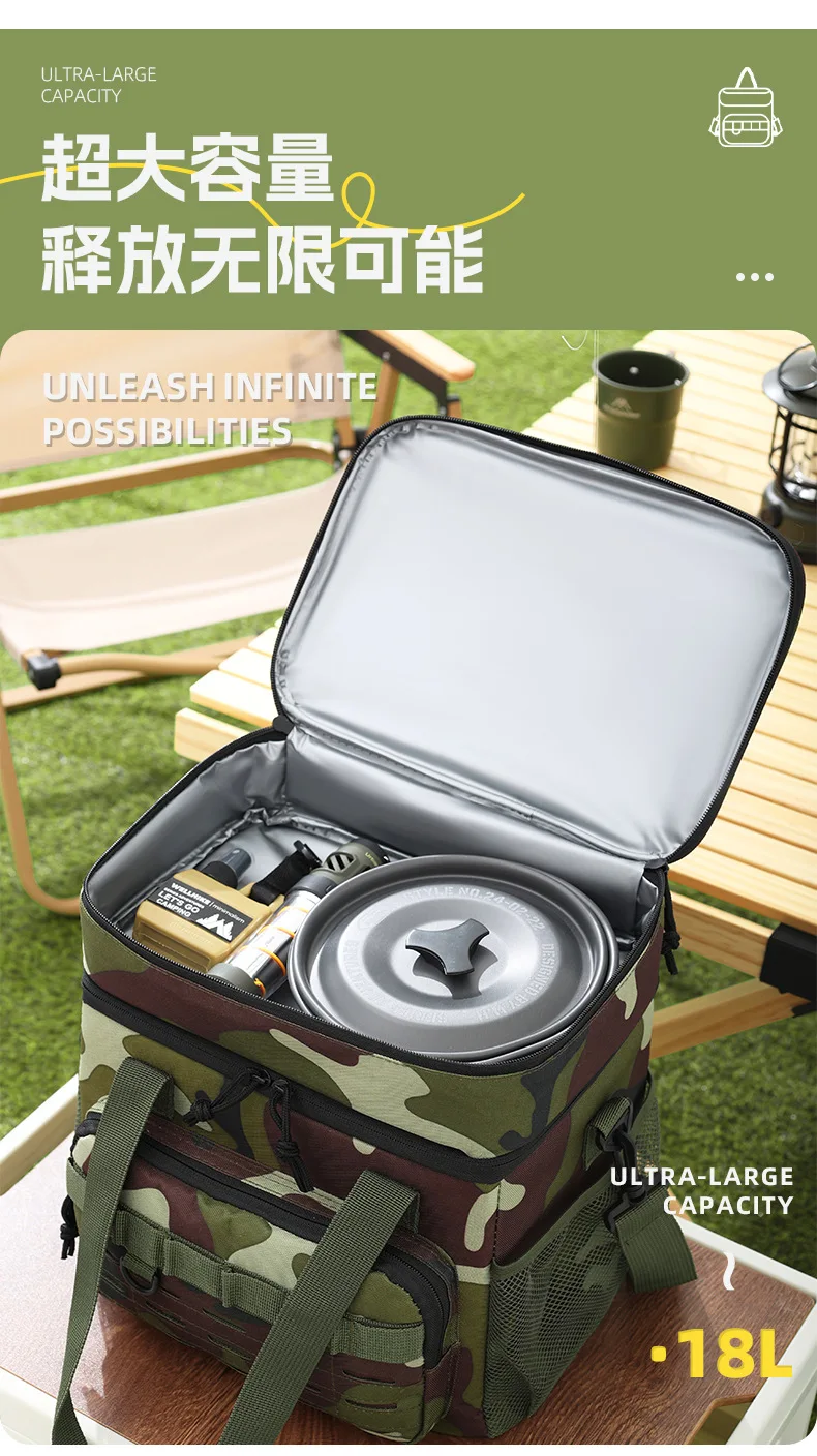 1pc Insulated Backpack Cooler Large Capacity Oxford Cloth Backpack Outdoor Travel Beer Bag Waterproof PEVA Lined Ice Bag