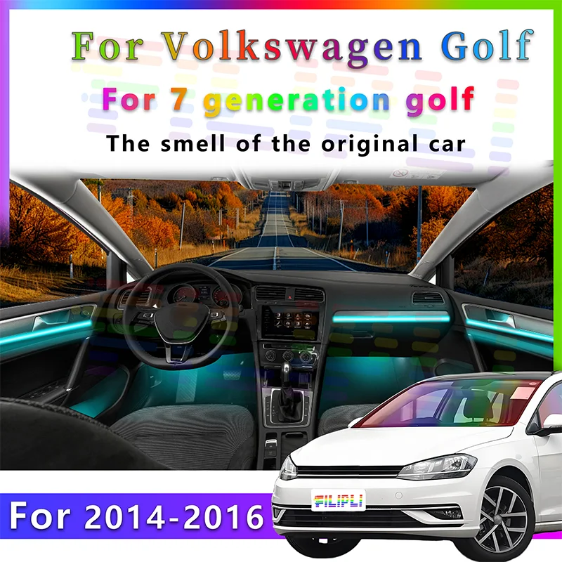For VW Golf7 MK7 5G 2014 2015 2016 High-quality Hidden Acrylic Vehicle LED Interior Mood Strips RGB APP-controlled Glow