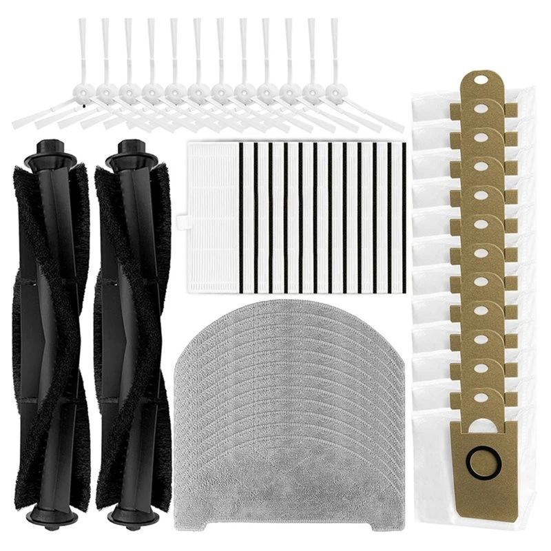 A56T-For Honiture T10, IMILAB V1 Vacuum Parts Main Side Brush HEPA Filter Mop Cloth Dust Bag Replacement Accessories(50Pcs)