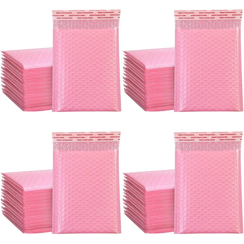 

200PCS Foam Envelope Bags Self Seal Mailers Padded Envelopes With Bubble Mailing Bag Packages Bag Pink