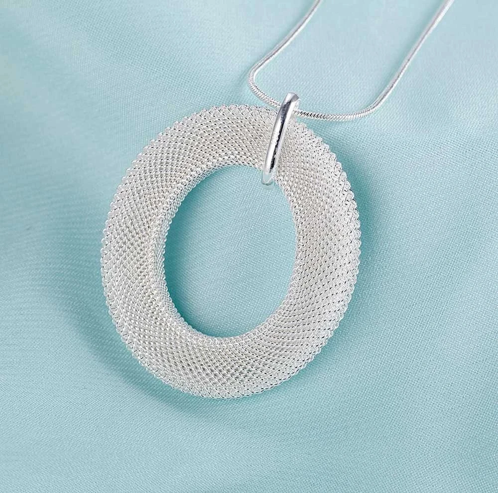 Hot luxury designer network circle Pendant 925 Silver Necklace For Women party wedding Fashion  Jewelry gifts