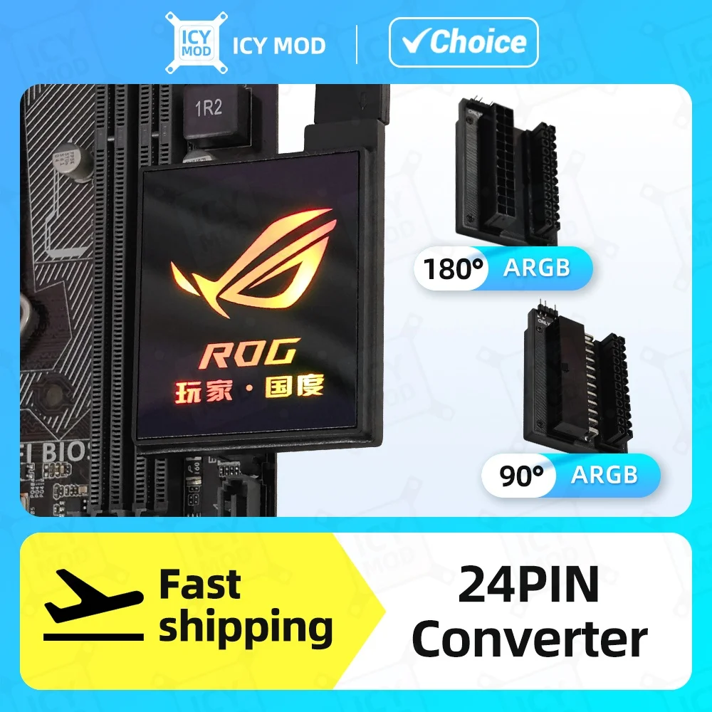 

24PIN 5V Converter Lighting Power Supply 24P To 90/180 Degree Motherboard Adapter Connector Steering Head MOD