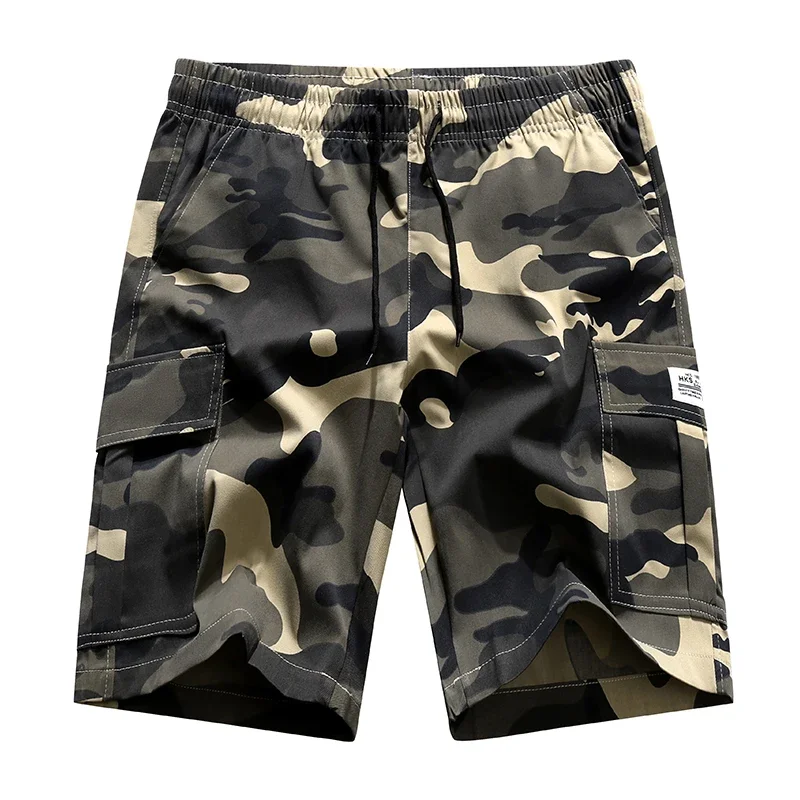 

Summer Cargo Shorts Men Camouflage Casual Outdoor Half Pants Man Mid Waist Pocket Drawstring Loose Short Overalls Male Clothing