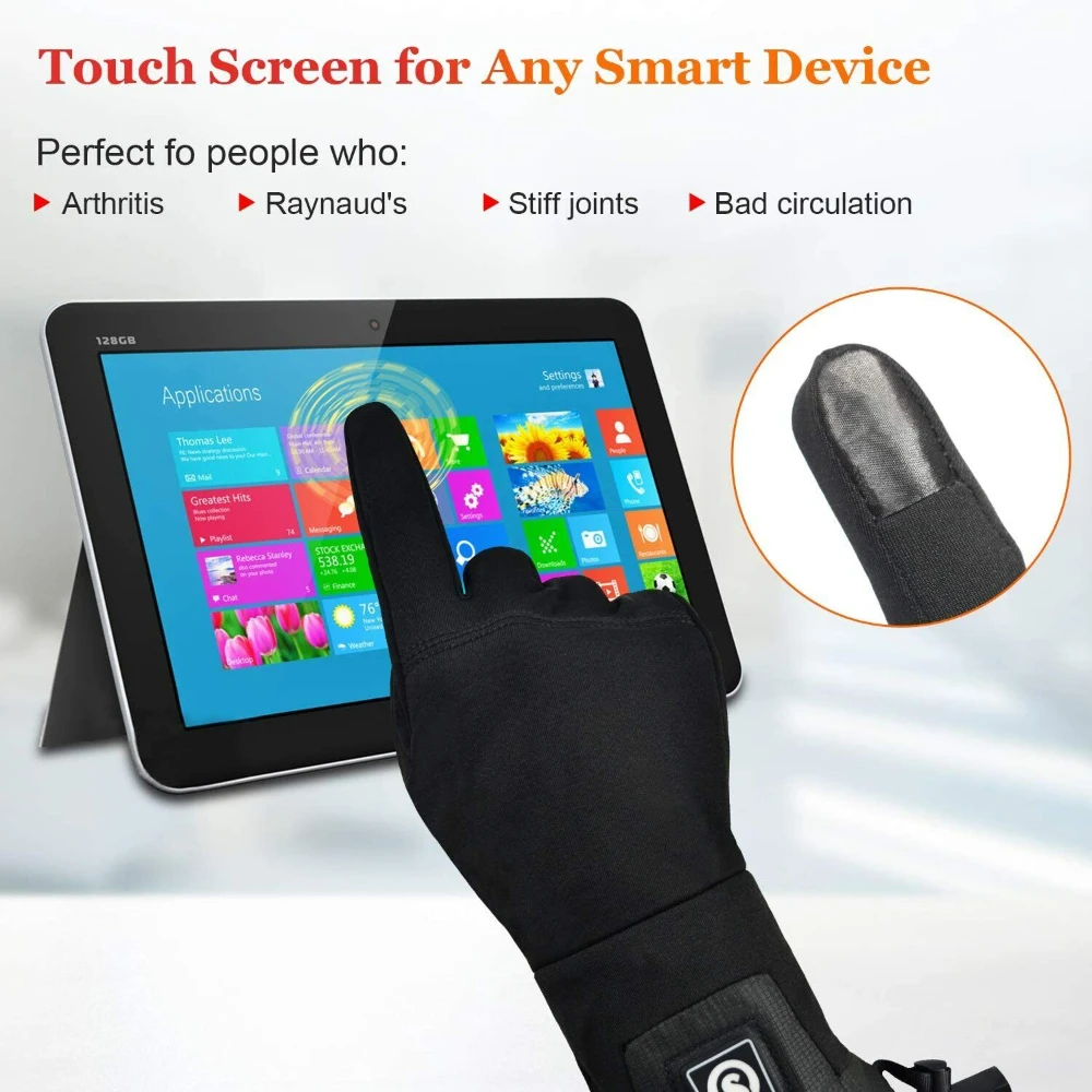 With Rechargeable Batteries Cycling Gloves Warm Breathable Touch Screen Silicone Anti-slip Gloves Sports Ski Riding Gloves