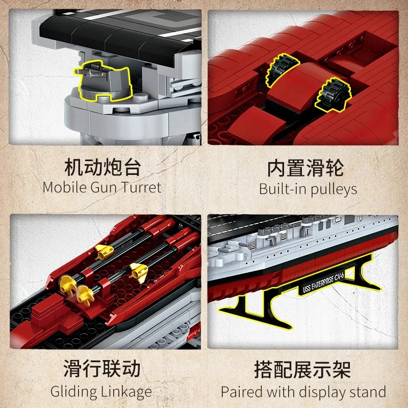 FC4206 سلسلة سفينة حربية عسكرية ميسوري سفينة حربية كروزر نموذج اللبنات بسمارك كروزر قارب الطوب لعب هدايا الاطفال