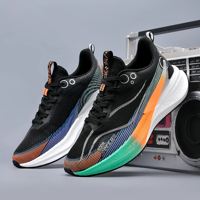 Men Sports Running Shoes Carbon Board Air Cushion Breathable Lightweight Women's Comfortable Athletic Nonskid Sneakers