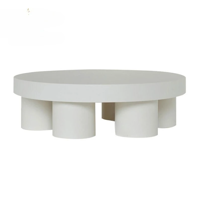 

light luxury fiberglass round coffeetable modern simple small apartment model room creative beauty decoration edge table