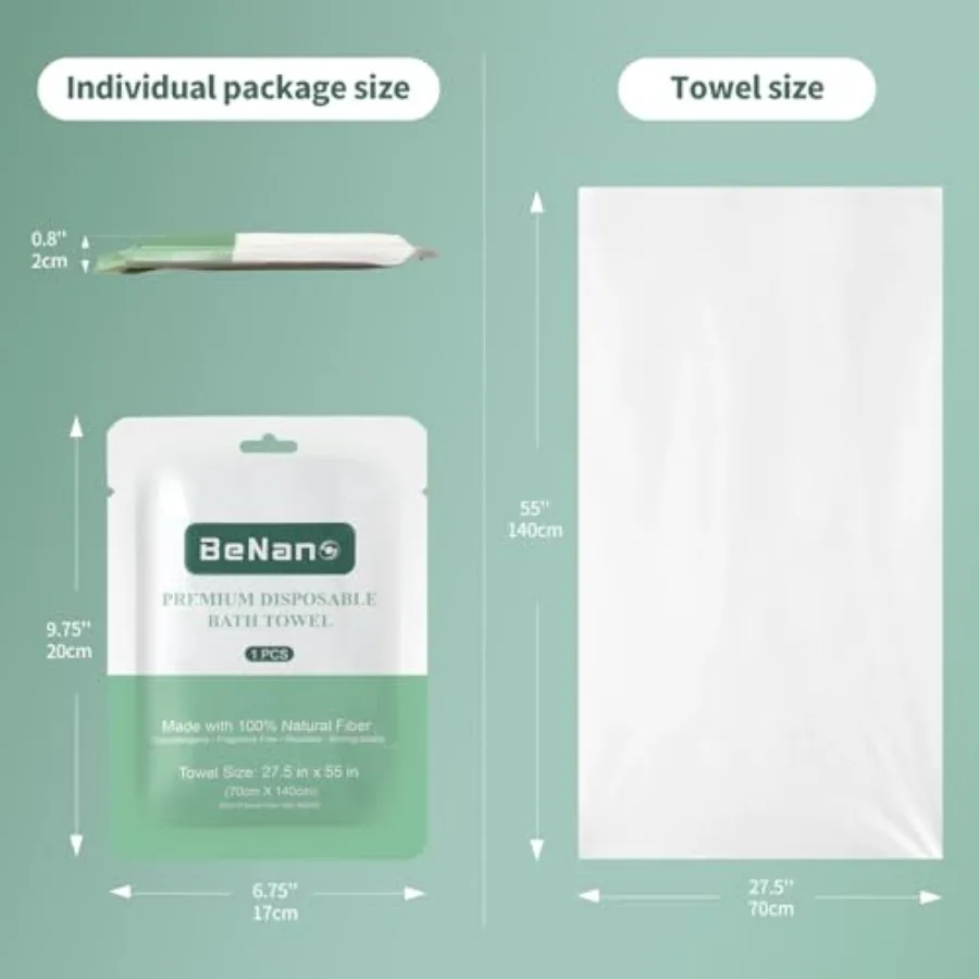 Premium Disposable Towel, 100% USDA Biobased 55 in x 27.5 in Large Bath Towel Travel Towel Washcloth Reusable for Hotel Camping - view 2