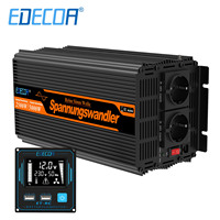 EDECOA 2500W DC 12V to AC 220V 230V converter pure sine wave power inverter off grid transformer for car solar system home 2KW