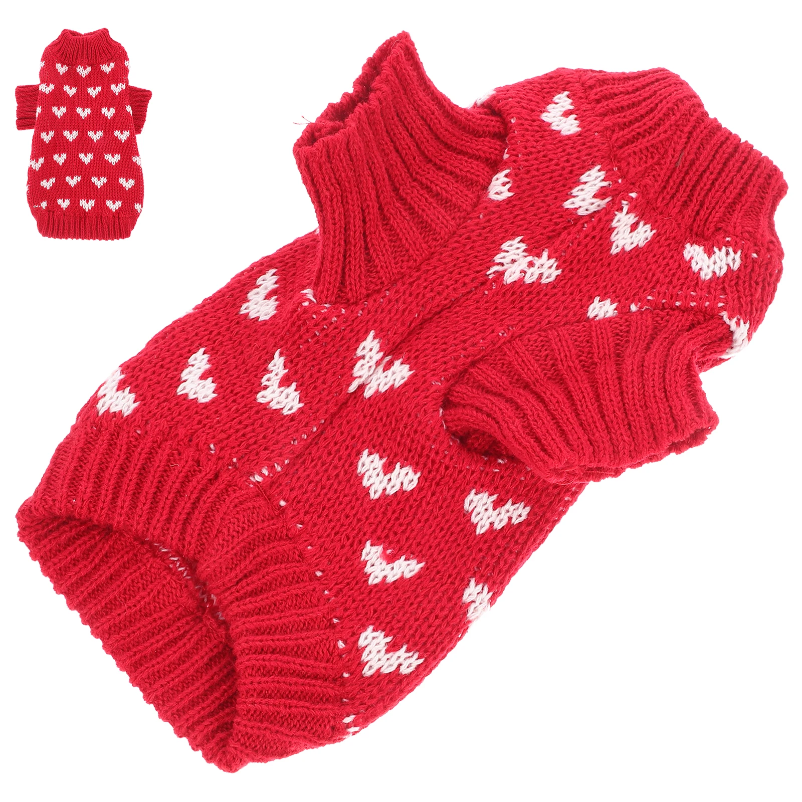 

Blue XS Size Dog Sweater Knitted Round Neck Warm Winter Costume for Small Medium Pets Valentine Adorable Pet Clothes Dog