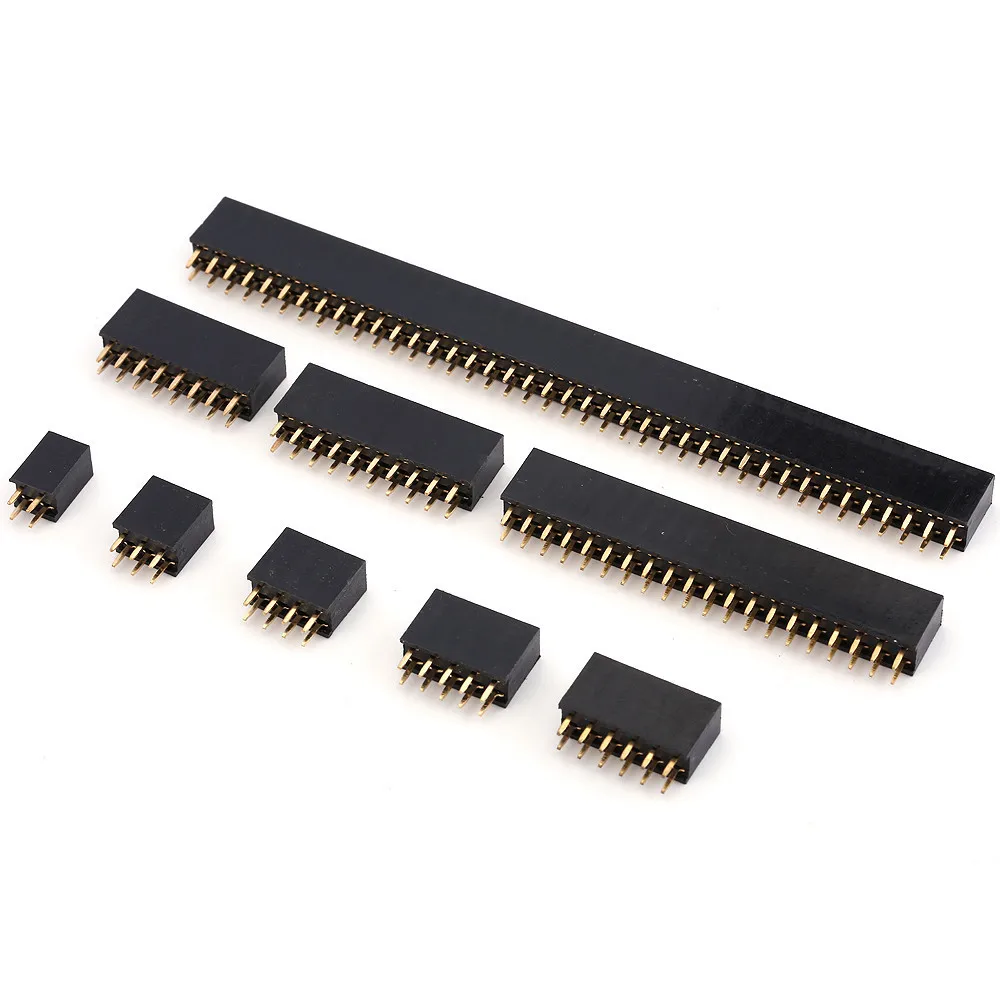 10PCS Pitch 2.54mm Double Row Pin Female Header Socket 2*2P/3/4/5P/6/7/8/ 9/10P/11/12/13/14/15P/16/17/18/20P/40P 80Pin Connector