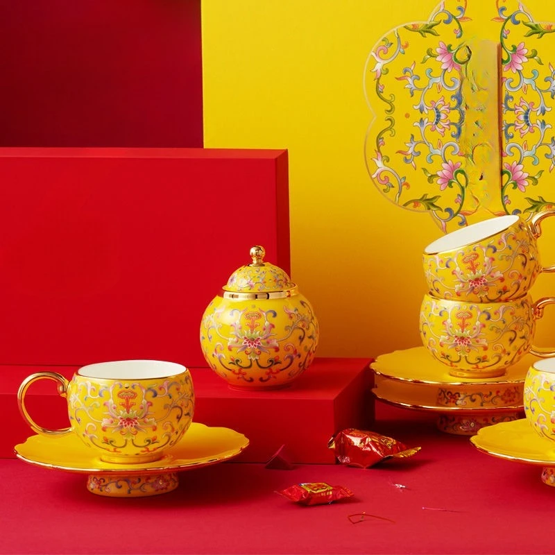 

Porcelain New Court Porcelain 17 Head Tea Coffee Set Ceramic Afternoon Tea Set Gift Box