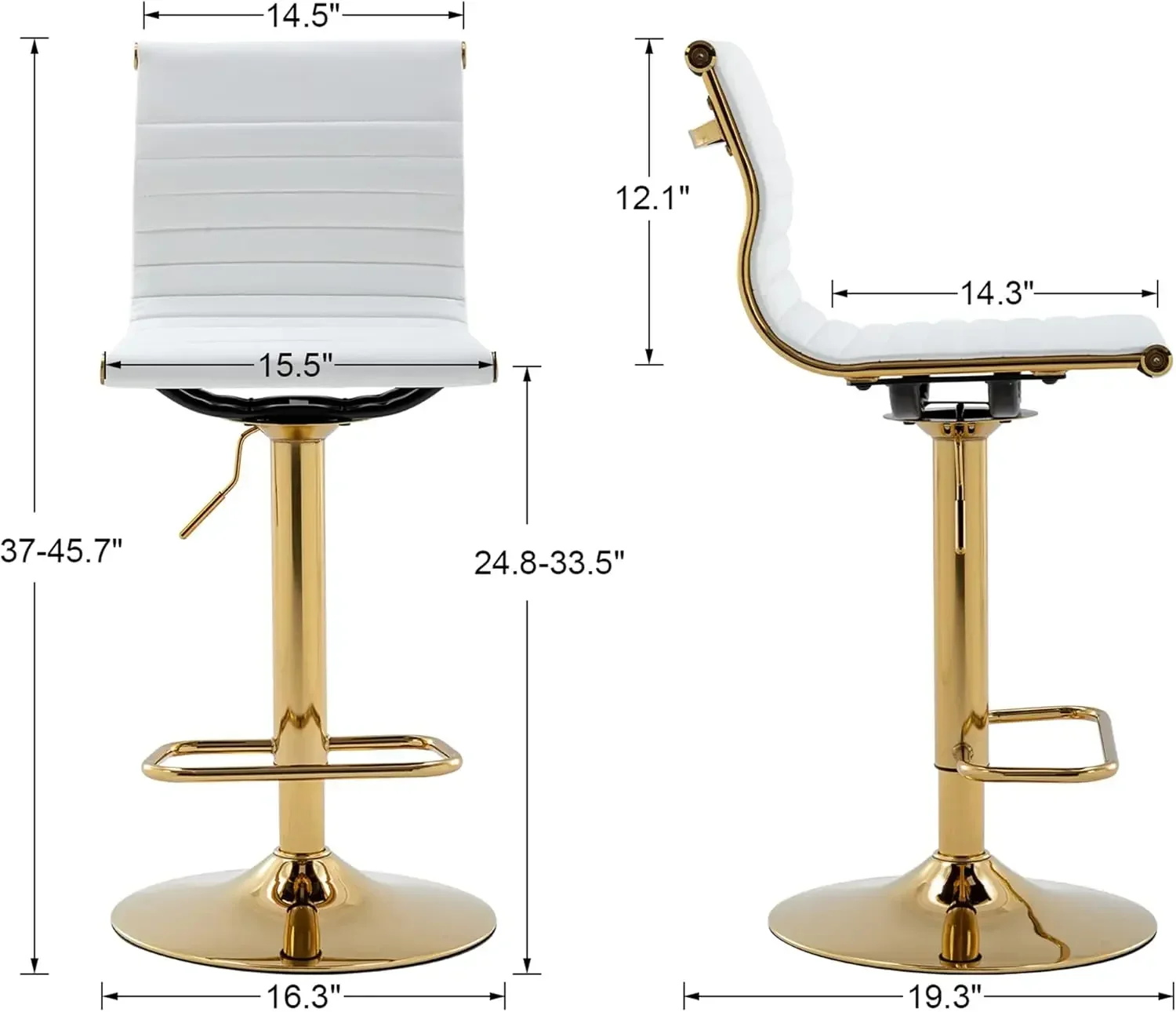 Modern Adjustable Swivel Bar Stool with PU Leather, Counter Height, Footrest, and Back Handle