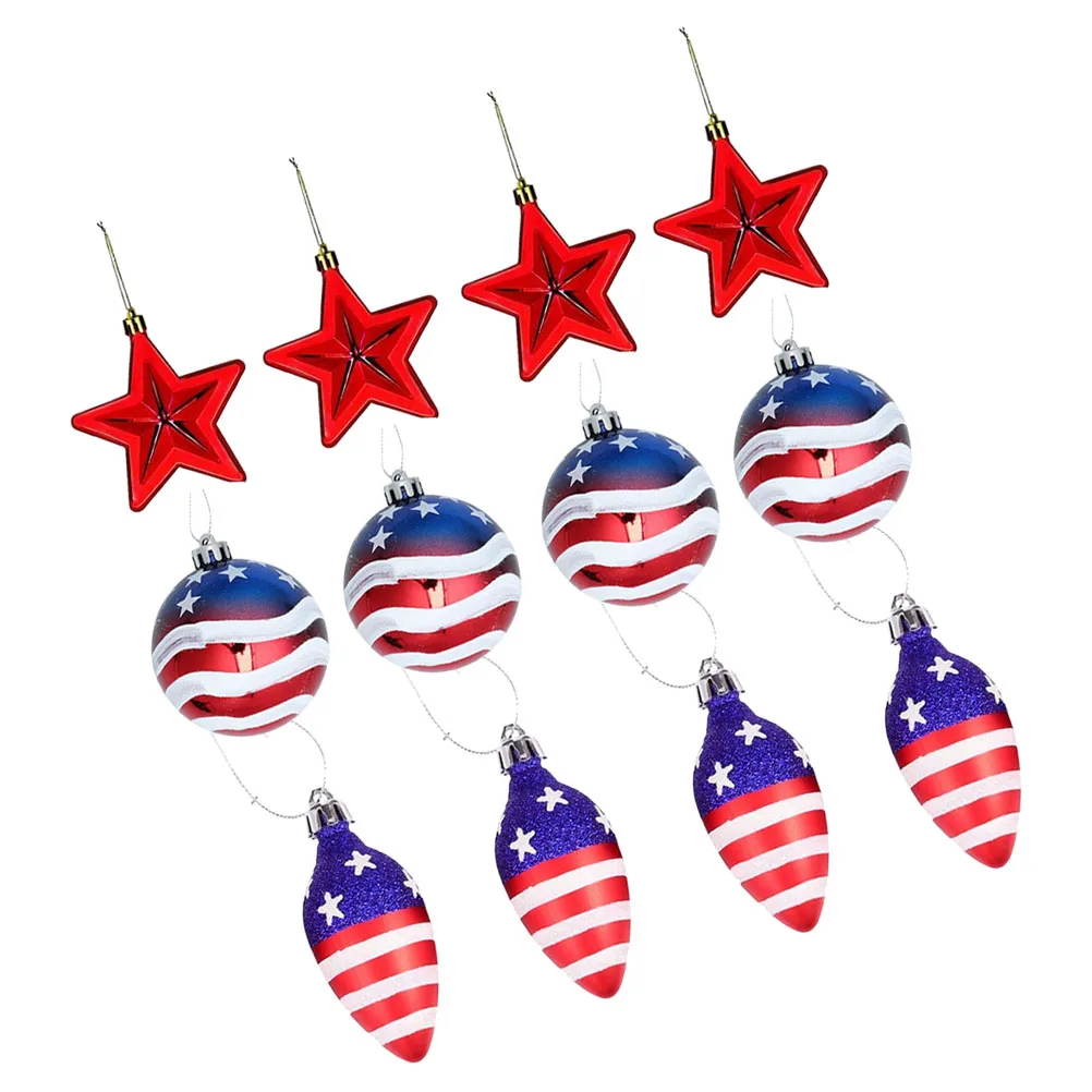 

12 Pcs 5CM Pentagon Independence Day Hanging Decor Festival Craft Ornaments Home Accessories Plastic