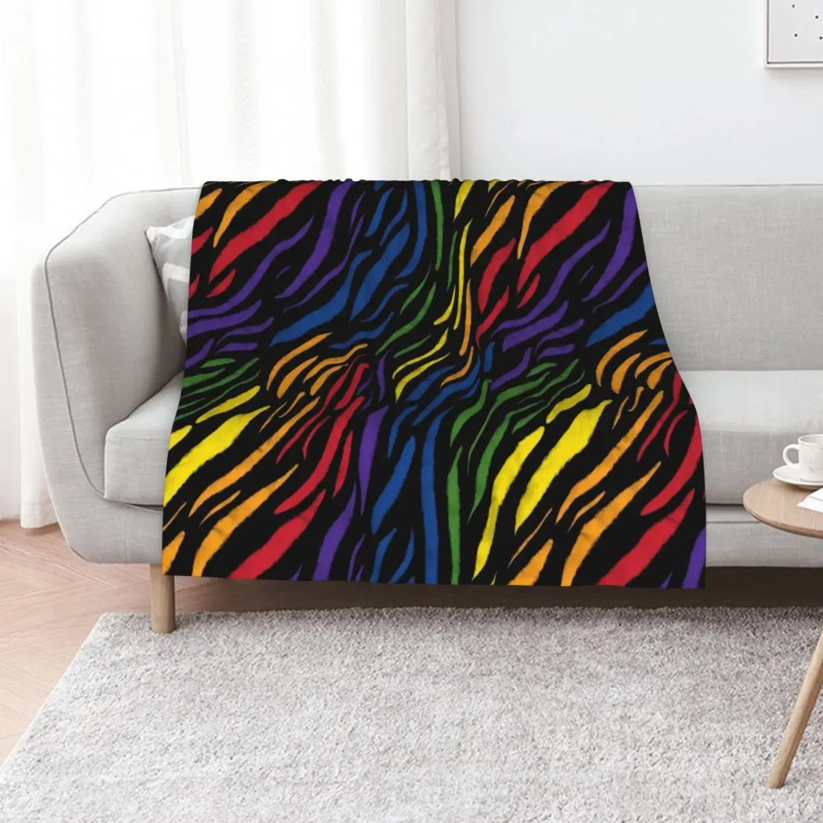 Wild Rainbow Zebra Stripe Throw Blanket Moving Single Bed Decorative Throw Travel Camping Blankets
