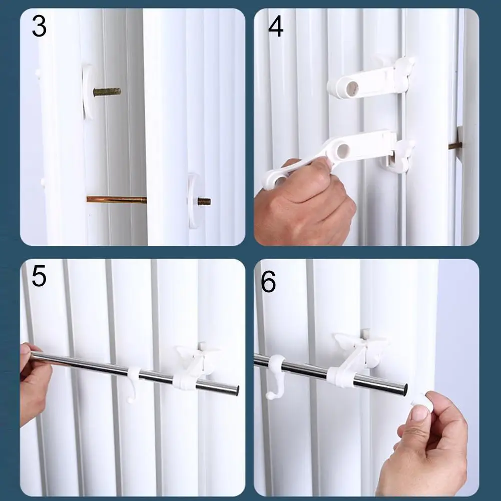 

For Pole Radiator Towel Rail With 6 Hooks For Layer Radiator Clothes Drying Rack Clothes Rod Punch Stainless Steel