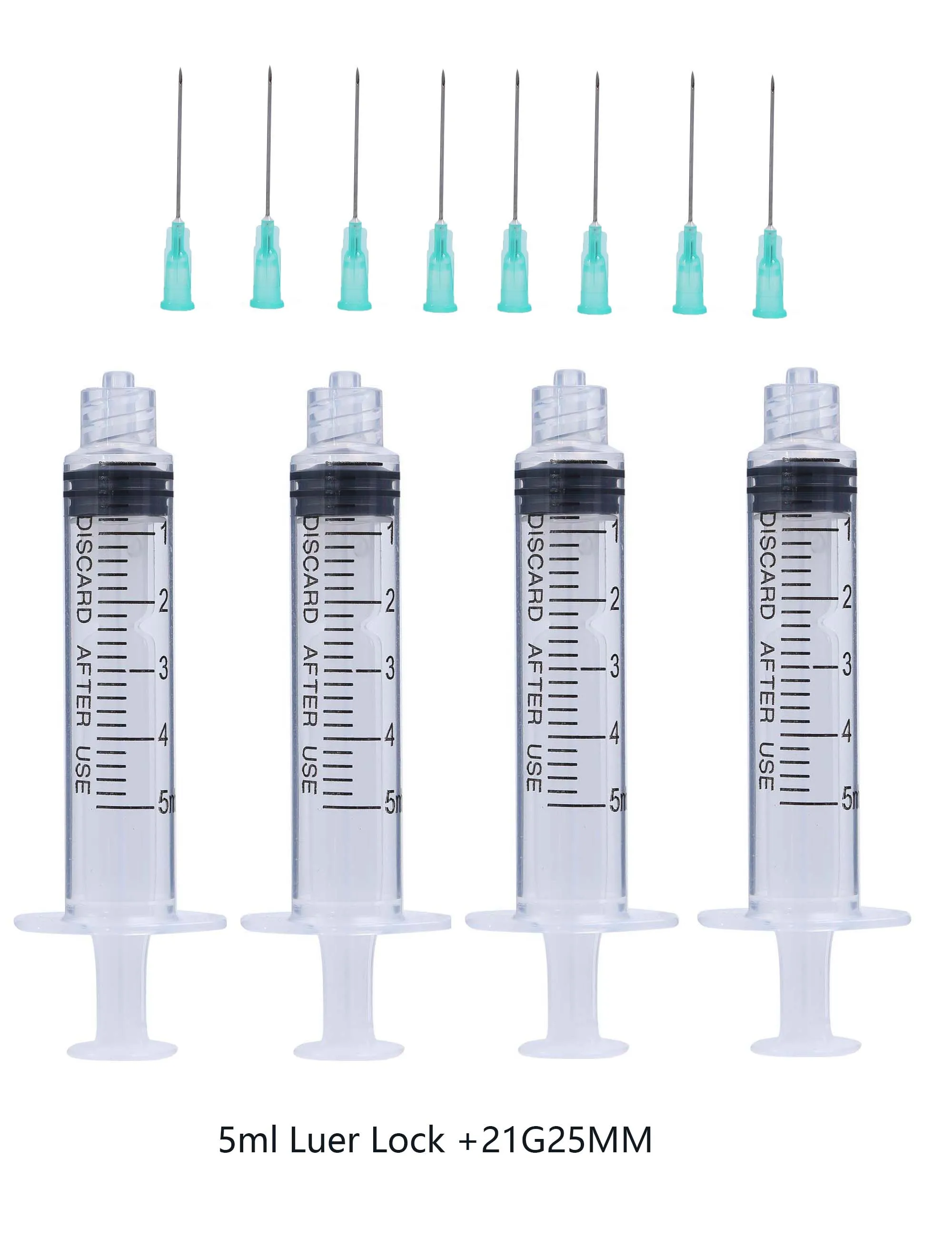 Imagem -02 - Seringa Luer Lock Seringa Descartável Agulha Apontada Afiada 5ml 21 mm 38 mm 26g 25g 23g 21g 20g 18g