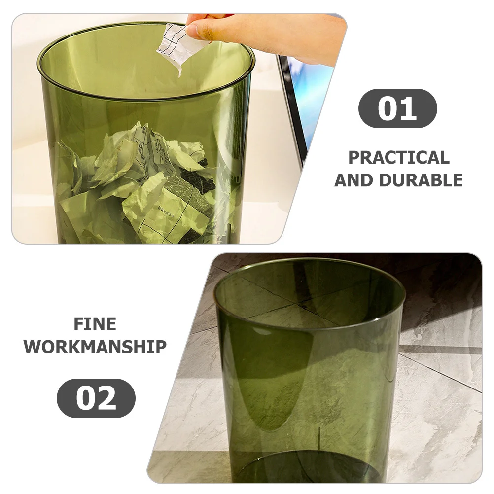 

Large Capacity Trash Can Clear Plastic Garbage Bin For Bathroom Kitchen Office Bedroom Simple Style Thickened Waste Container