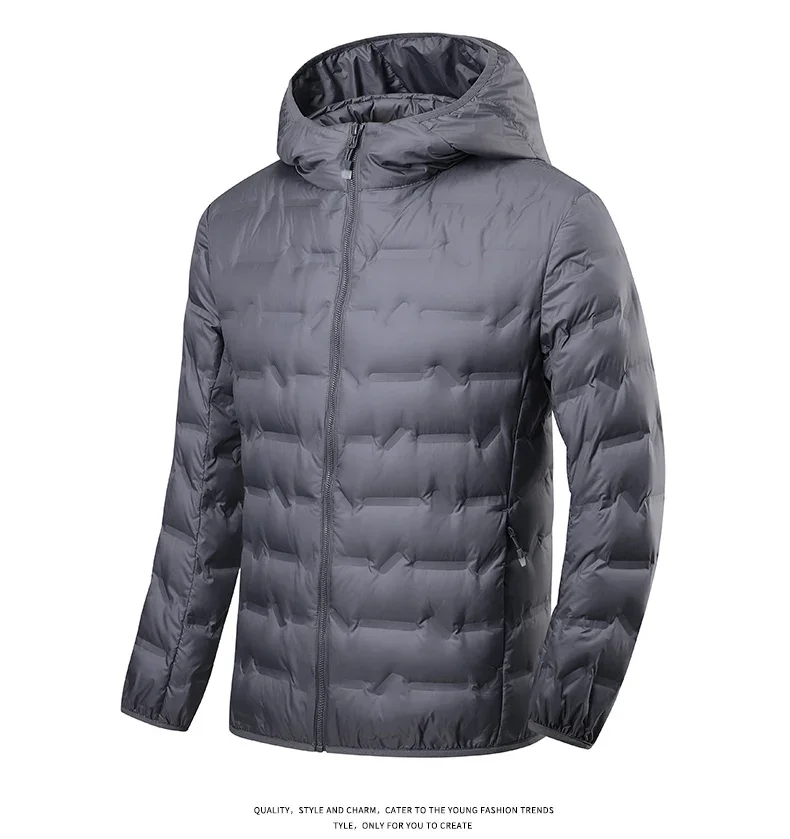 Lightweight Men Winter Down Duck Jacket Hooded Padded Coat Male Graphene Warm Fishing Autumn Puffer Designer Feather Parka Grey