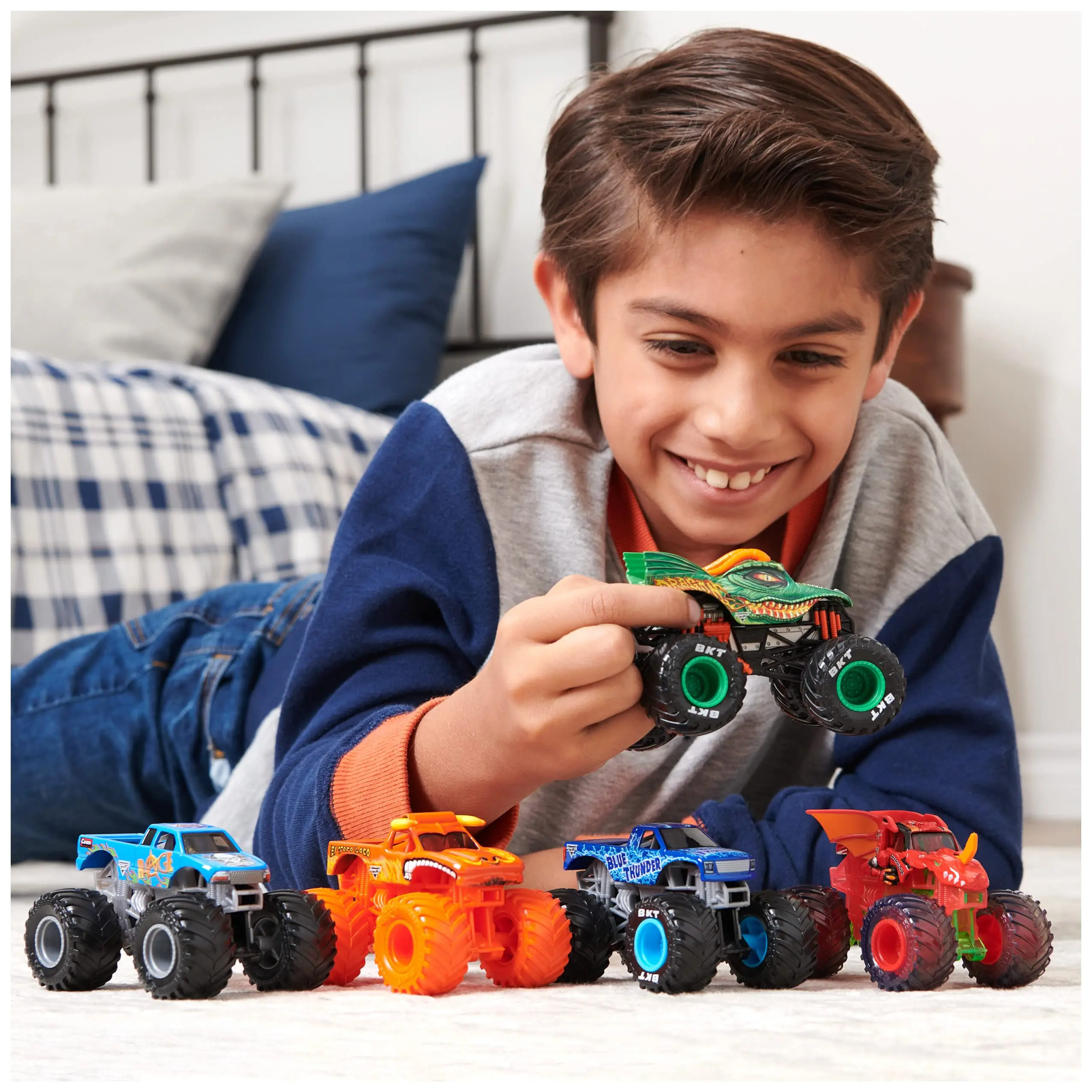 Jouets de camion Monster Jam en alliage moulé sous pression pour garçons, jouets de course tout-terrain, Megalodon, Rotterdam, Kle, Smash, Grave Digger, échelle 1:64