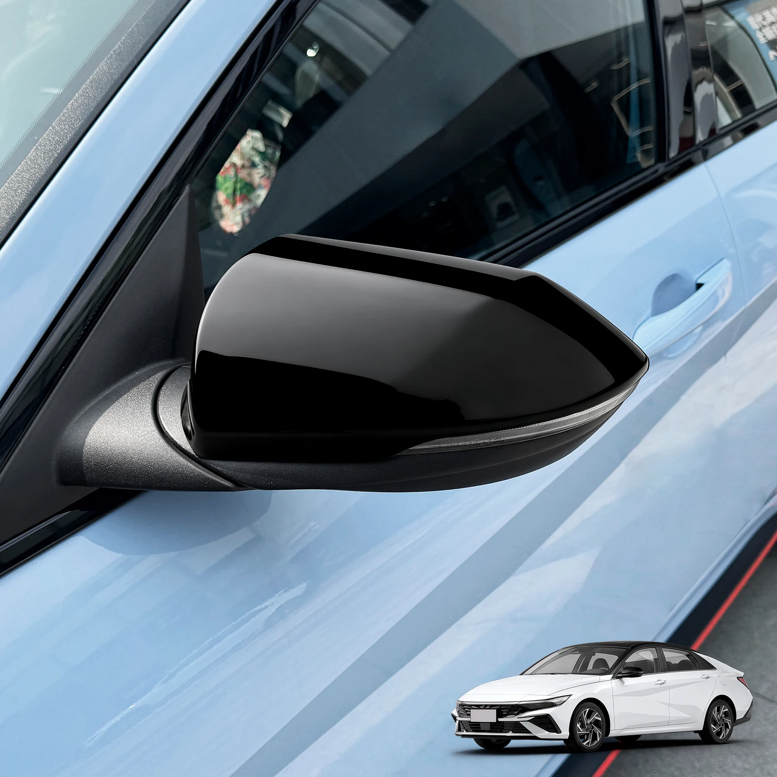 

For Hyundai Elantra CN7 N Line Gloss Black Side Mirror Cover Car Exterior Accessories Rearview Mirror Decoration Cap Protector