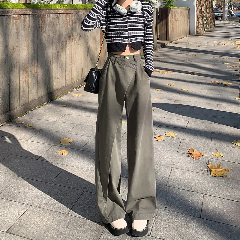 

Y2K Clothes Women Solid Straight Pants 2023 Spring Loose Vintage Harajuku Jeans High Waist Full Length Pantalones Jean Pants