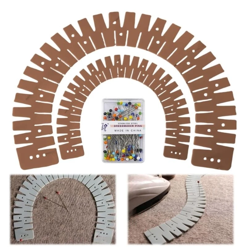 964E 1 Pair Heat Resistant Hemming Ruler For Straight Curved Fabric Edges Sewing Aid