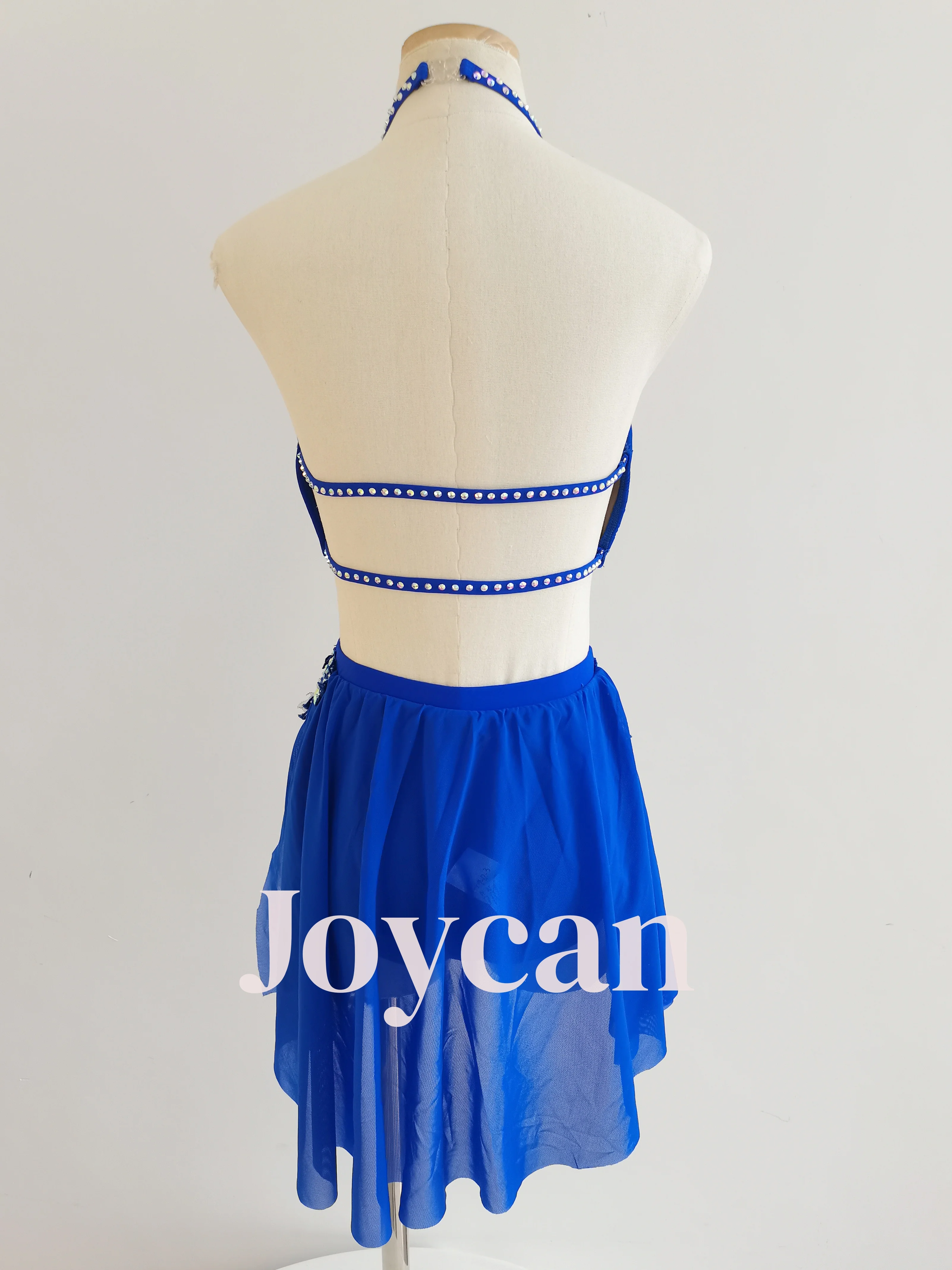 Joycan Lycial Dance Dress Blue Diamond Brightening Gift Competition Performance Handmade Customized Pole Dance Ballet danceJC764