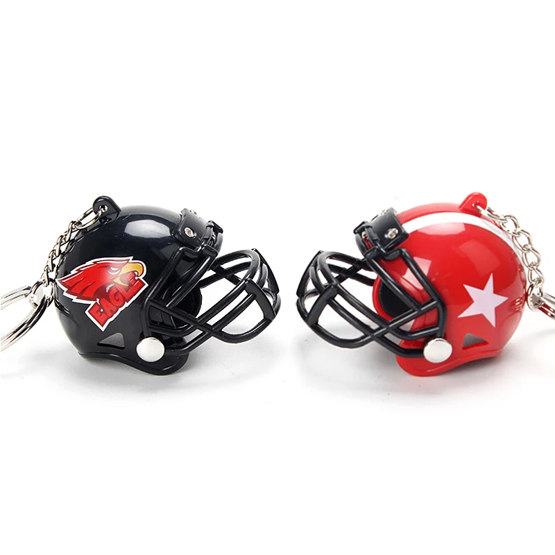 Creative Rugby Helmet Keychain Pendant American Football Souvenir Sports Jewelry Mini Helmet Car Key ring Bag Ornament Key Chain