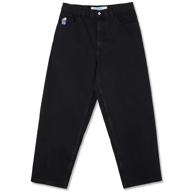 レトロブルーだぶだぶのスケートボードストリートリトルレッドマン刺繍ハイウエストジーンズ Y2K カップルファッションバスケットボールパンツ服