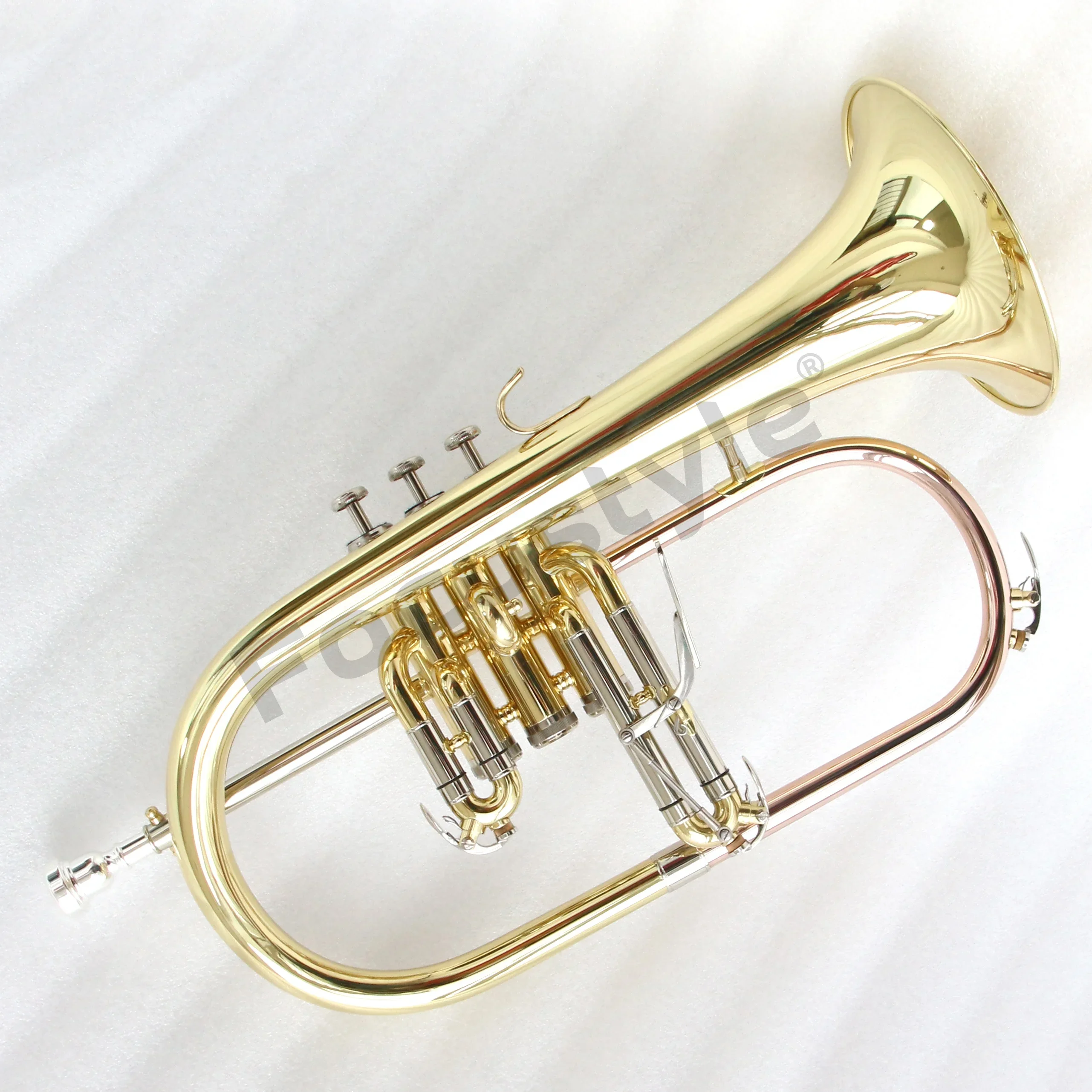 Gold Lacquered BB Tone Flugelhorn Professional Model Cheap Price FFG-200L With Professional Musical Case And Accessories