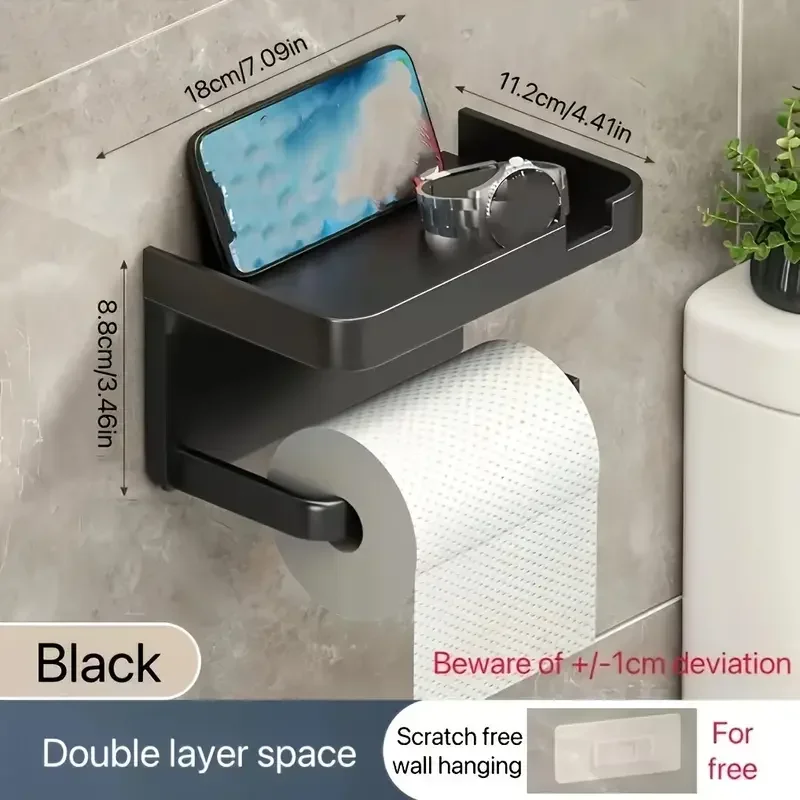 Easy-Install Toilet Paper Holder - Wall-Mounted, No-Punch, Roll Organizer - Bathroom Storage Accessory