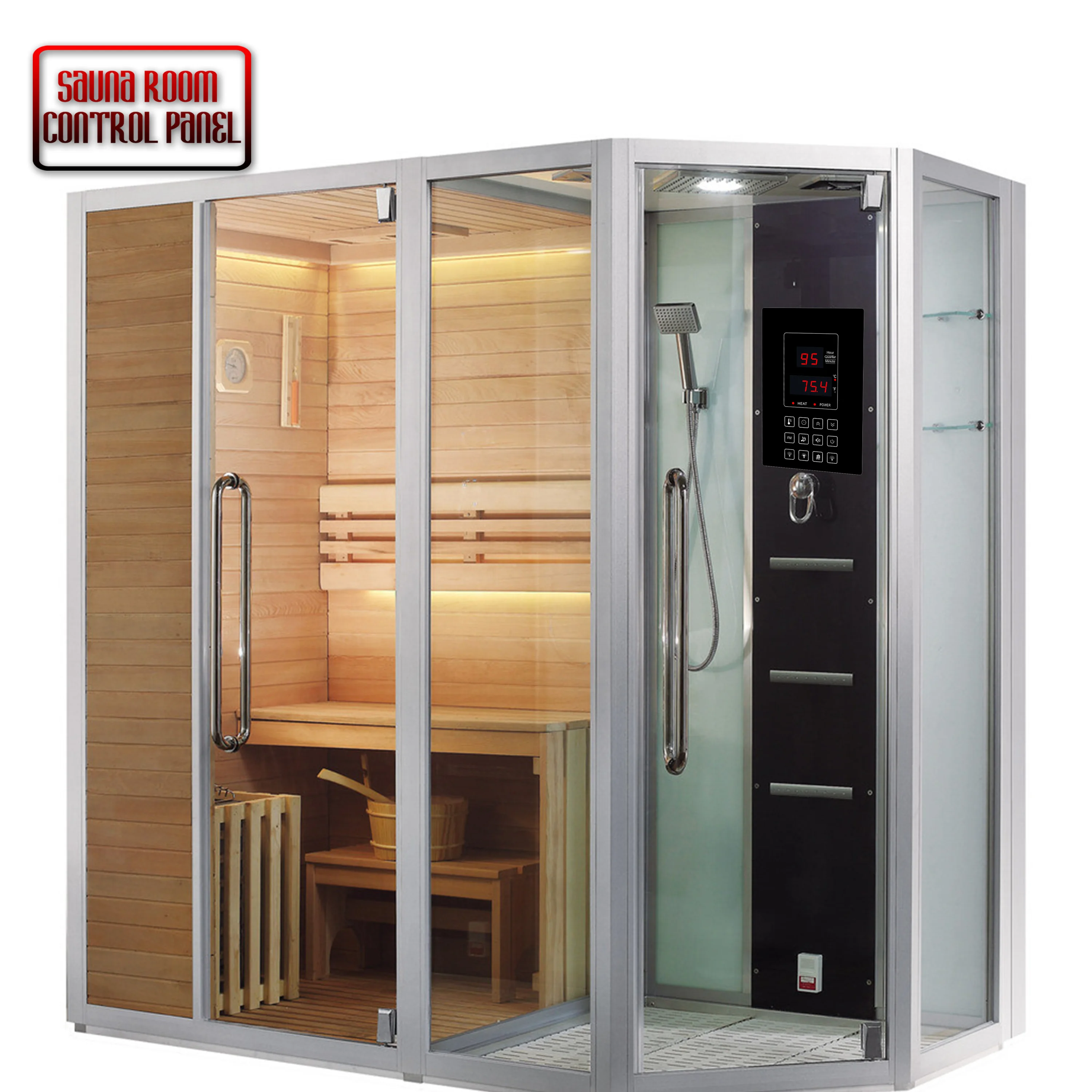 Infrared Sauna Heater Digital External Control Panel for 99 Hour Timer, Internal External Lights,Fan AUX Switch,USB MP3 FM