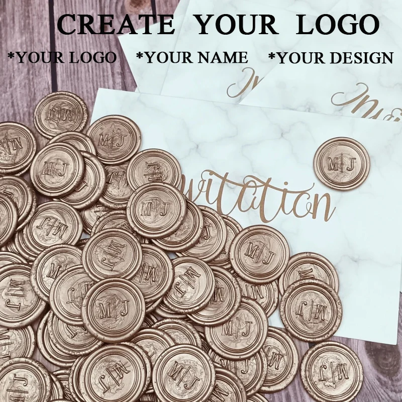 200PCS Initial Custom Wax Seals Stickers Logo Design Personalized Wax Seals Self-Adhesive for DIY Wedding Envelope 3cm Round