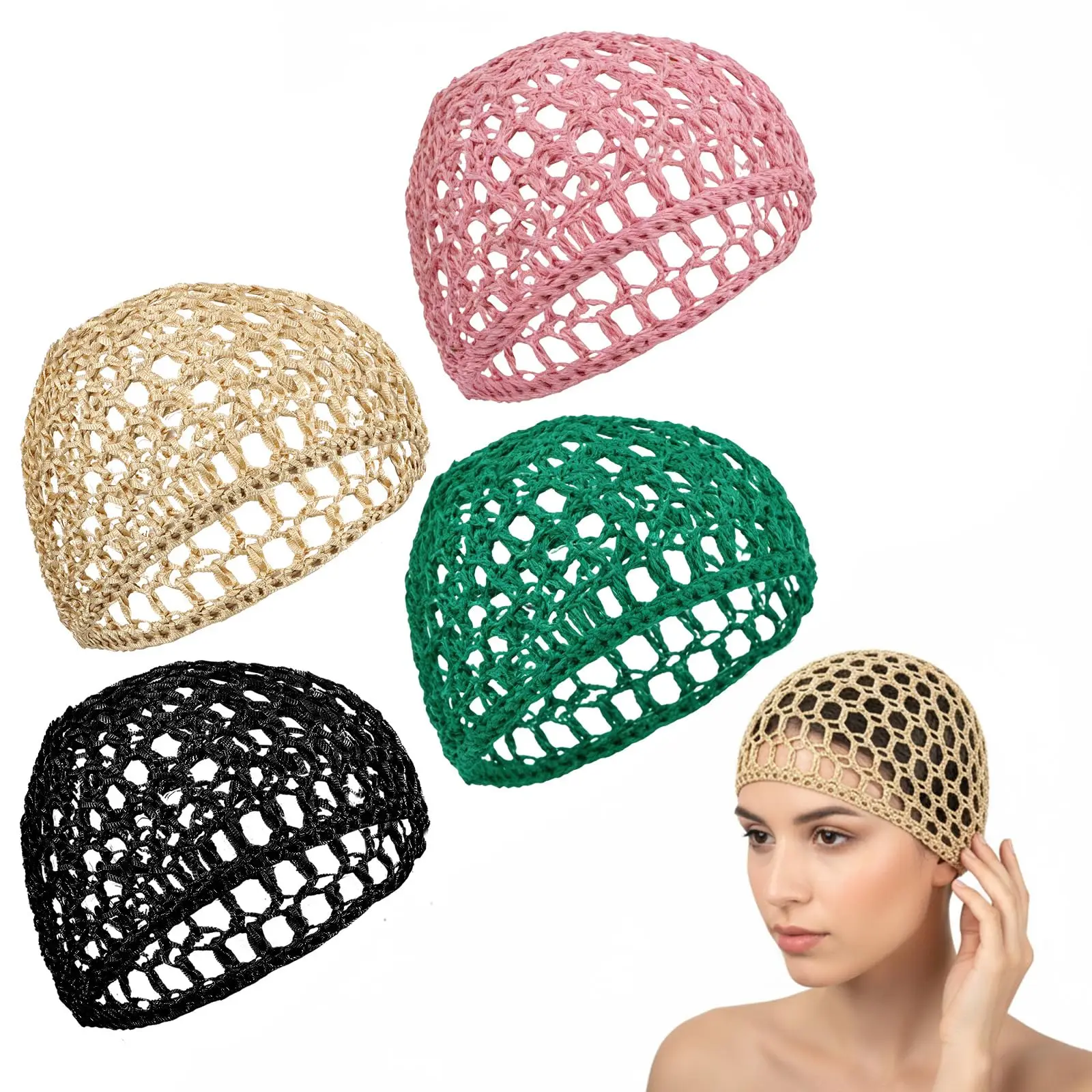 3Pcs Hair net hair cover, crochet mesh hair cap, hair cover for sleeping, soft breathable hair cap, wig cap, sleep cap