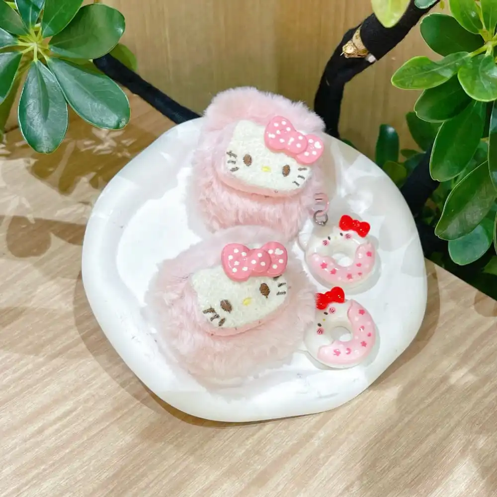 Hot Cute Cartoon Anime Role Hello Kitty Earphone Protective Case for Airpods 1 2 3 4 Pro 2rd Soft Plush Knitting Protect Cover