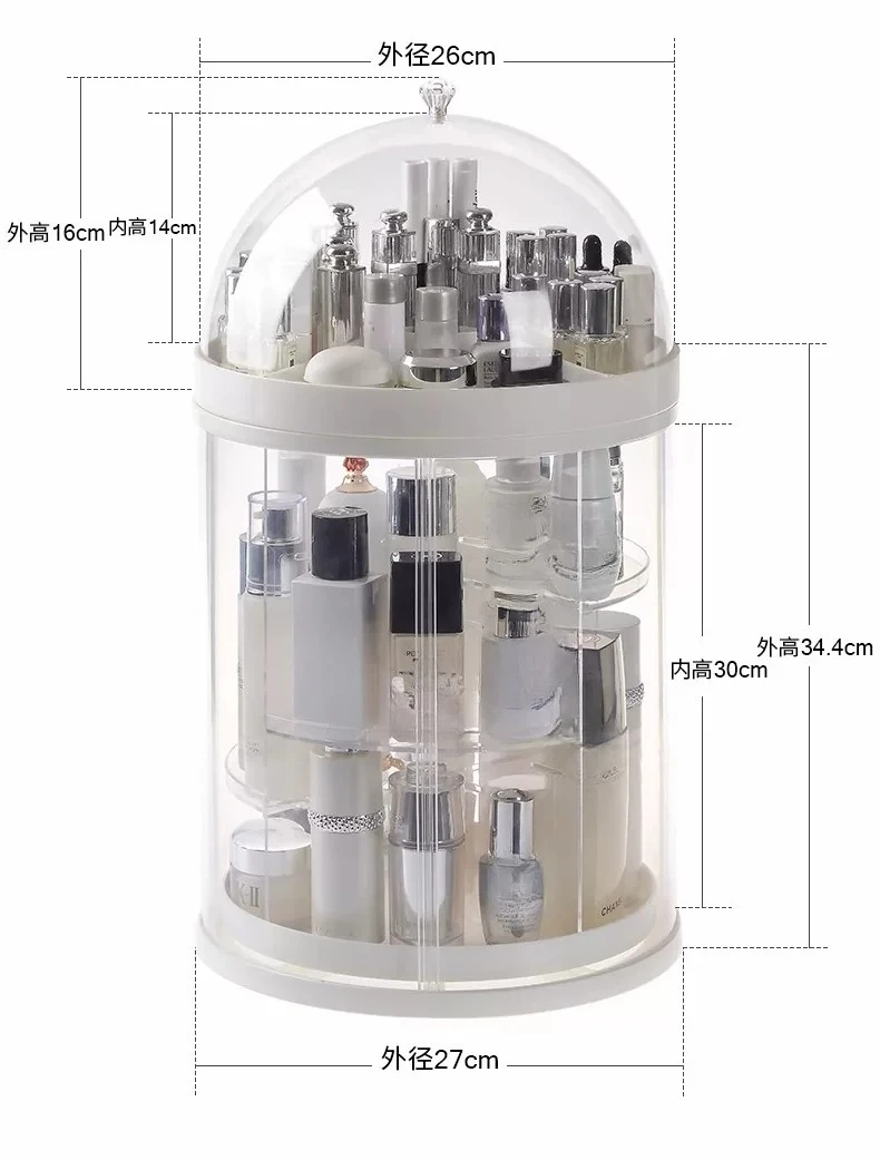 Rotating Cosmetics Storage Box Dresser Desktop Skin Care Products Storage Shelf Household Dustproof Acrylic Storage Box