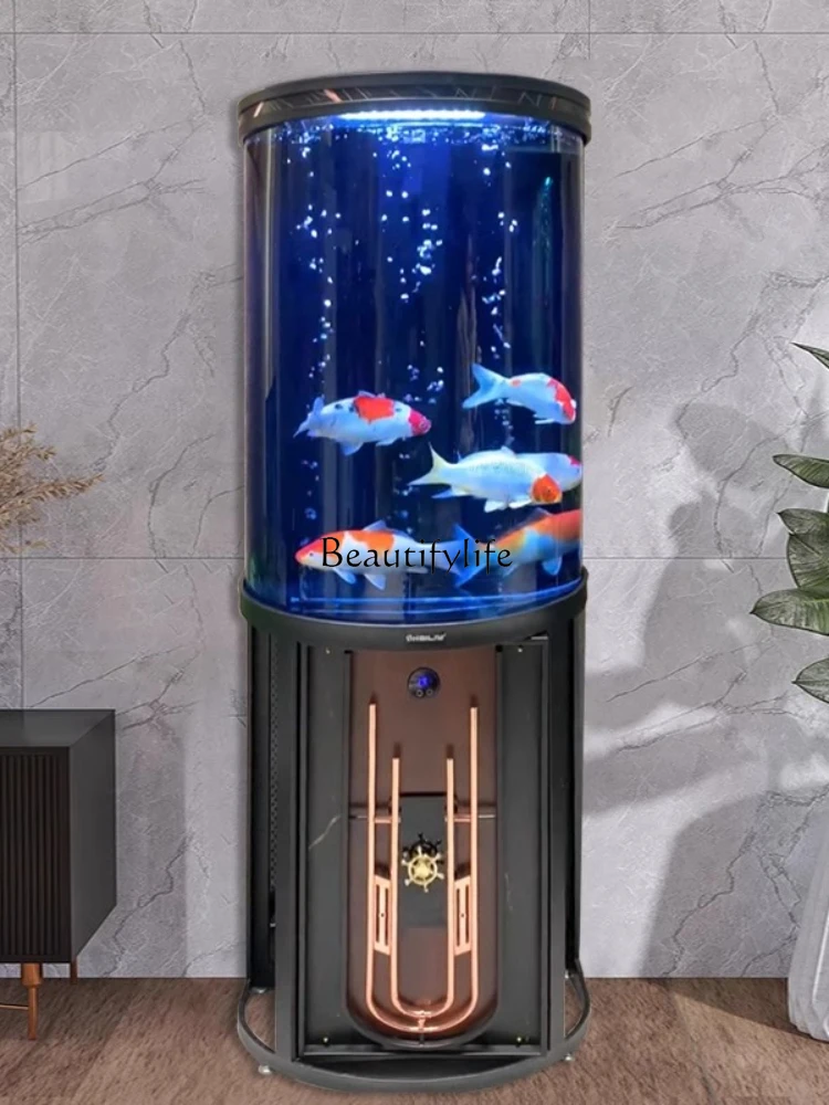 Lazy aquarium living room household small acrylic tank light luxury feng shui ecological tank