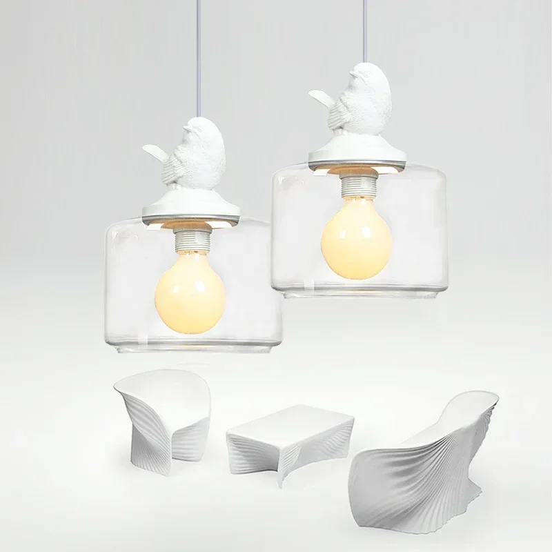Nordic Modern Resin Glass Bird Pendant Lamp With LED Bulb For bedroom Restaurant Bar Children room decor indoor lighting
