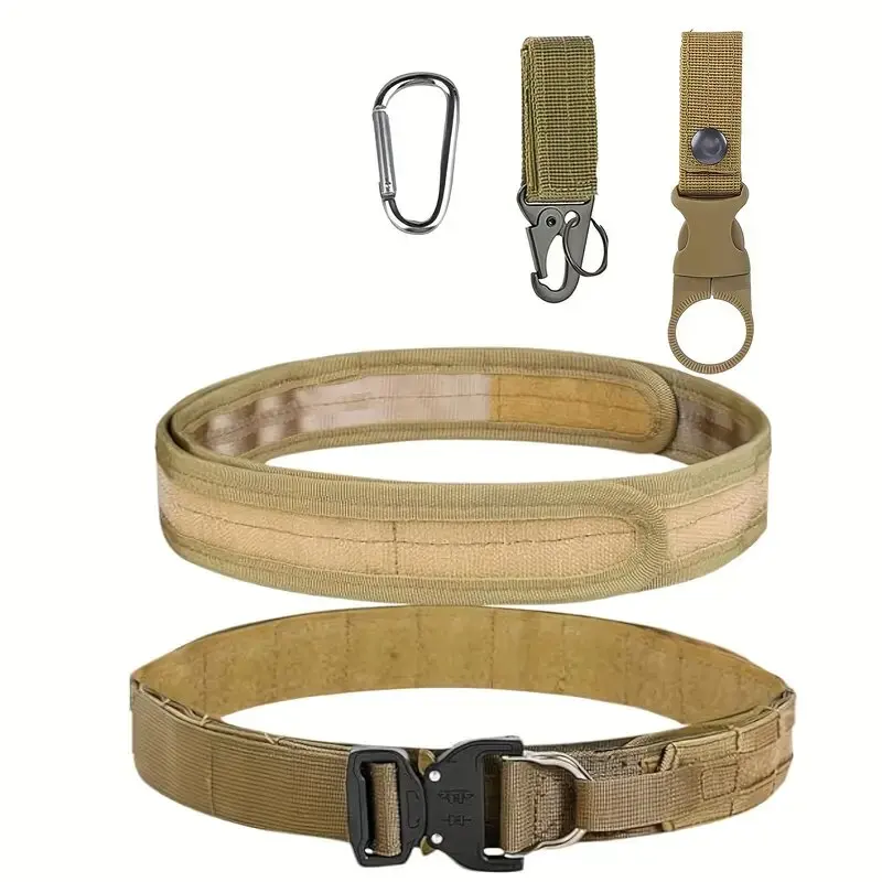 Сверхмощный тактический ремень, двухслойный утолщенный нейлоновый материал, с быстросъемной металлической пряжкой, подходит для улицы