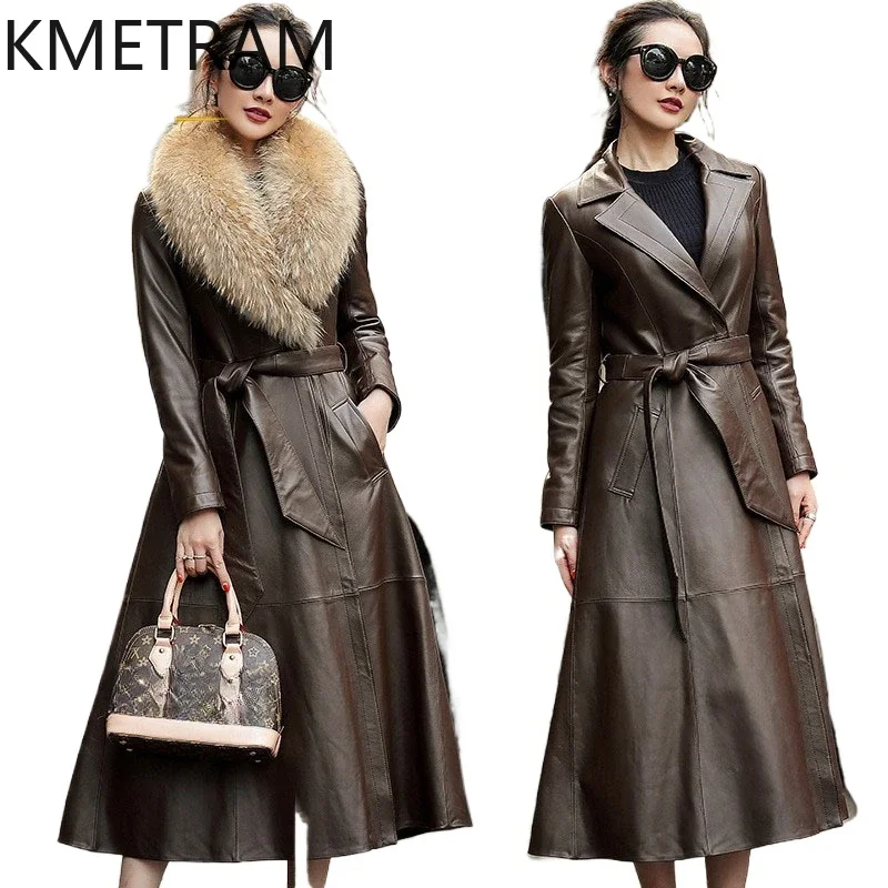 100% Sheepskin Down Coats Women Clothing Luxury Long Genuine Leather Jacket Raccoon Fur Collar Winter Coat 2024 Пуховик Женский