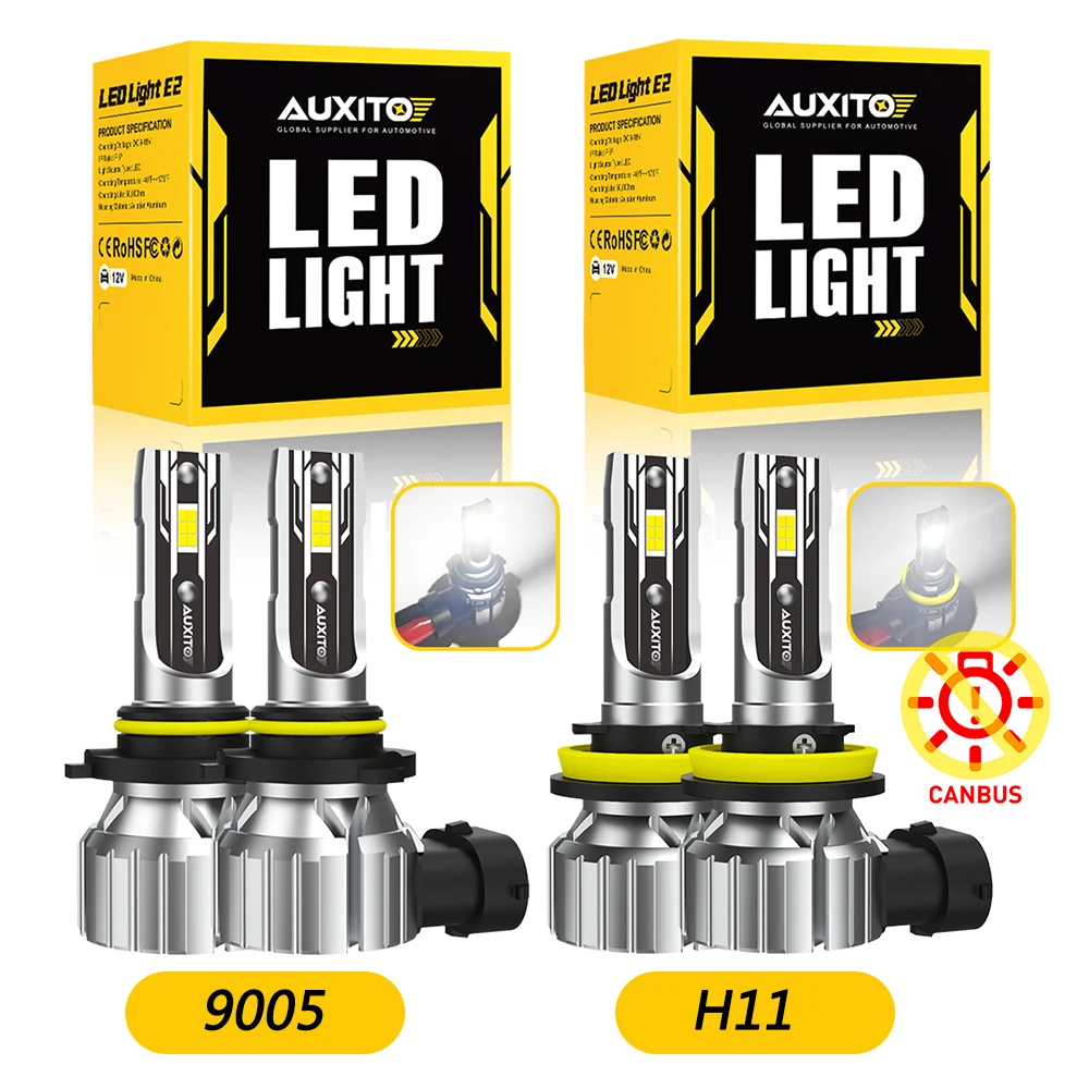 

2/4Pcs AUXITO E2 H8 H11 Canbus Bulb Headlight LED 9005 HB3 9006 HB4 High Low Beam Kit High Power Super Bright Spotlights 12V ZES