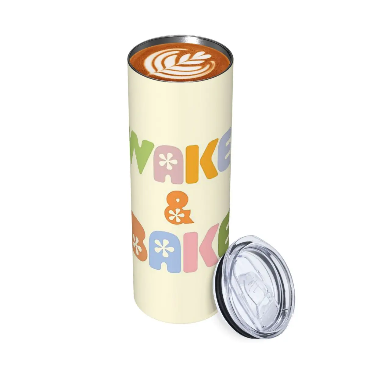 Wake And Bake Stainless Steel Tumbler Vacuum Insulated Mug Thermal Cold Bottle Straw With Lid 20oz