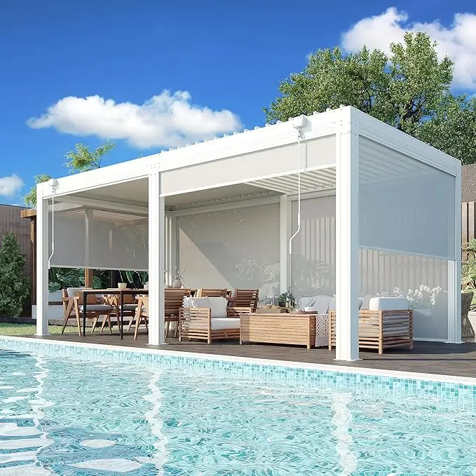 Wholesale high-quality custom-made waterproof luxury outdoor aluminum pavilions with thickened frames and louvered windows