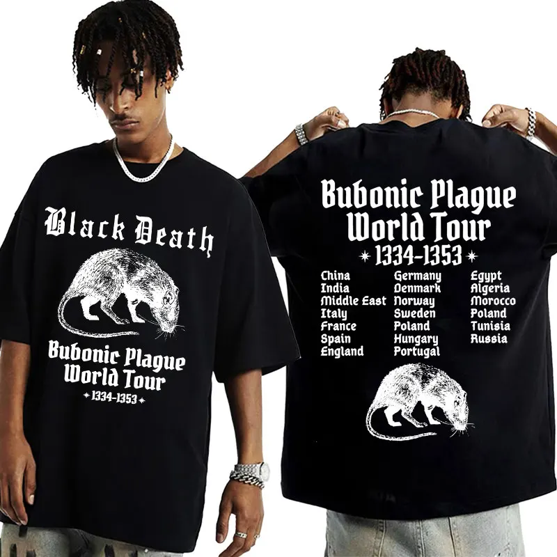 Bubonic Plague World Tour 2024 T-shirts Men Women Clothing Funny Meme Gothic T Shirt Fashion Vintage Harajuku T-shirt Streetwear