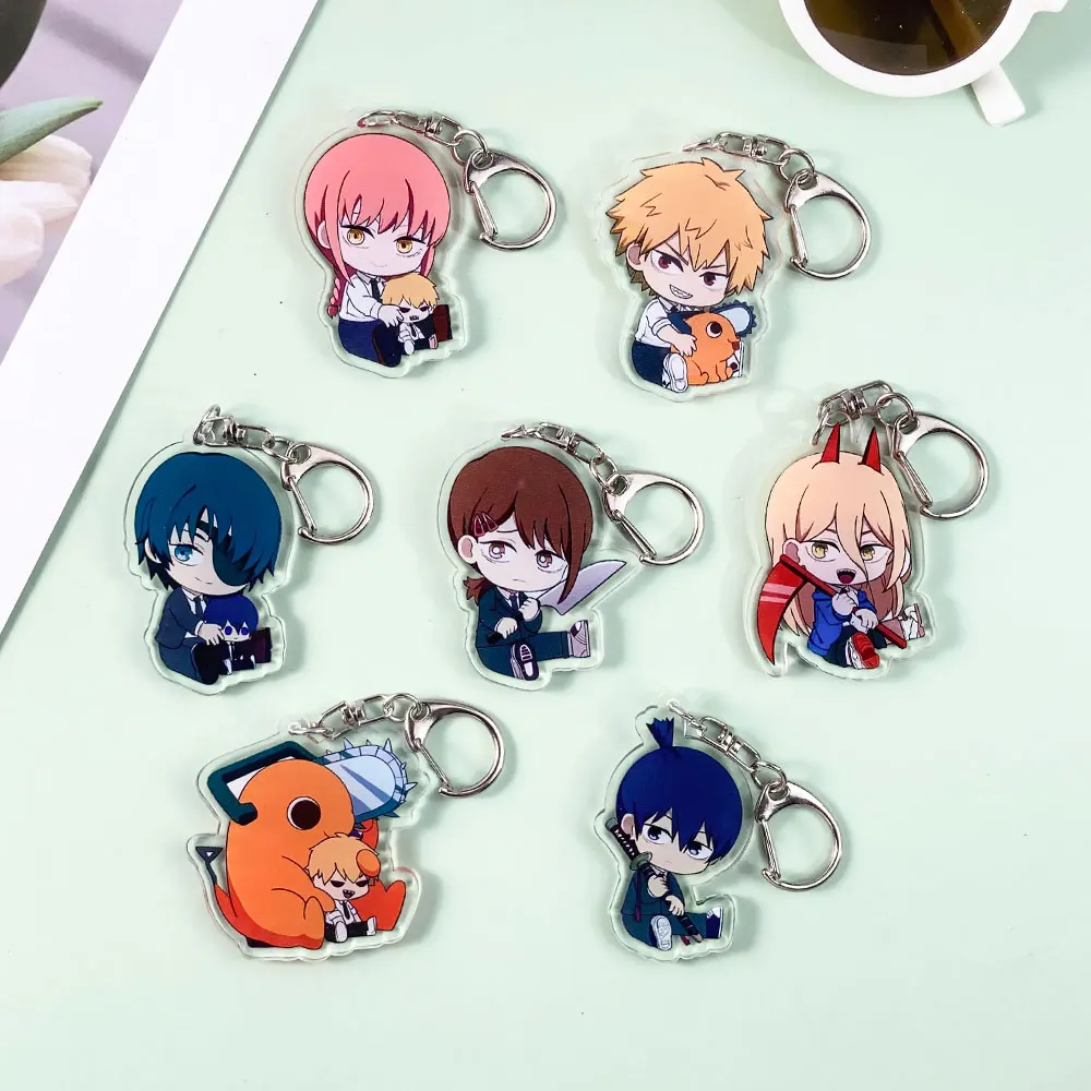 أنيمي بالمنشار رجل الاكريليك الكلاسيكية المفاتيح اكسسوارات مضحك حقيبة الظهر قلادة الإبداعية خاتم مفتاح هدايا للأصدقاء